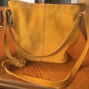 Urban outfitters suede mustard yellow bucket bag